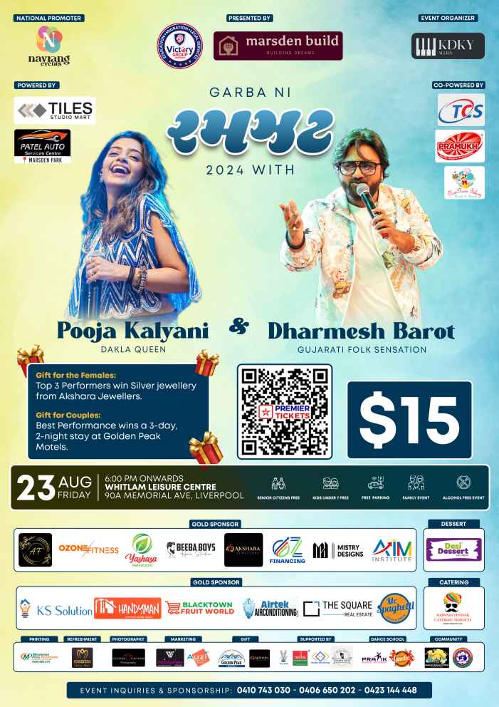 Garba ni Ramzat with Pooja Kalyani & Dharmesh Barot 2024 - Sydney